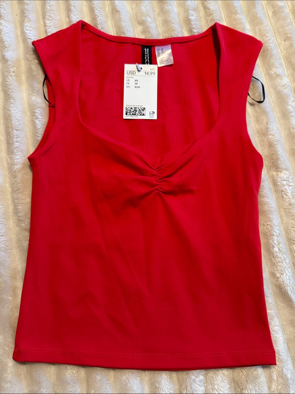 H&M Bright Red Scoop Neck Tank with Front Twist